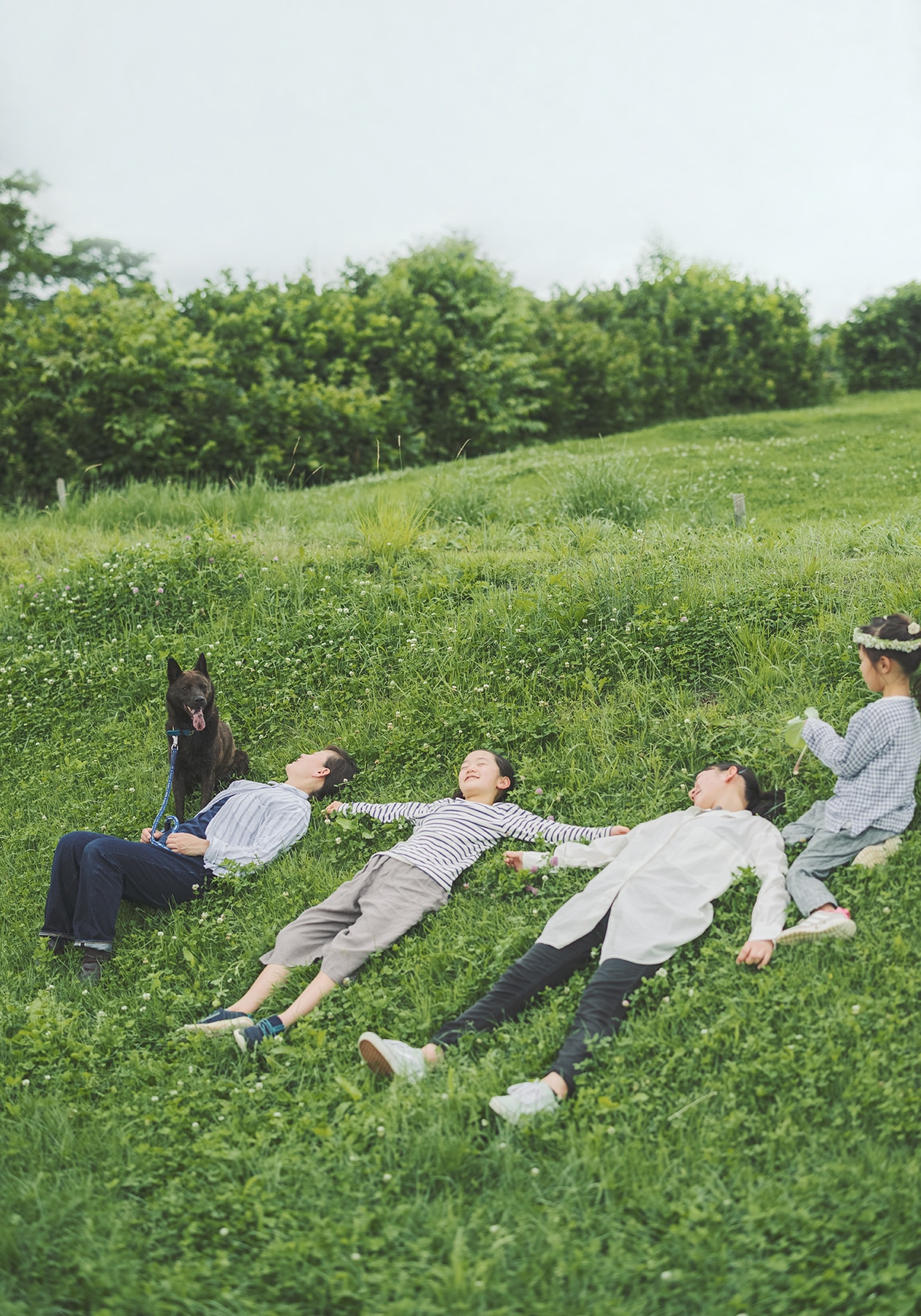 犬との時間を過ごす家族